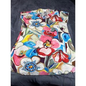 Jams World Womens Large Floral Sleeveless Shift Dress Multi Color Rayon Hawaiian